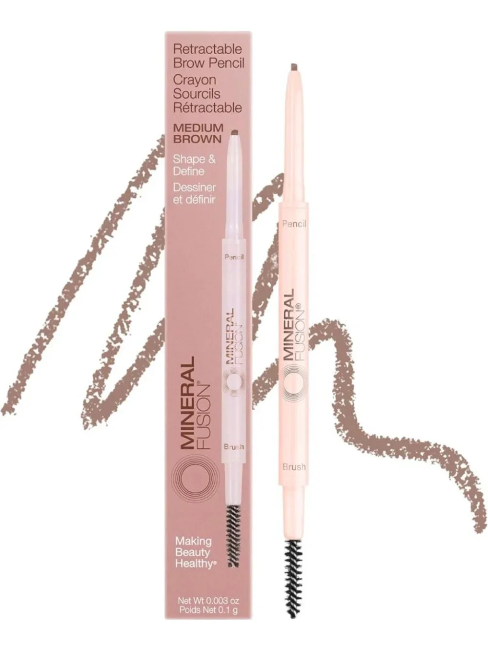 Retractable Brow Pencil for Medium Brows - Long-Lasting, Easy Application, 0.1g
